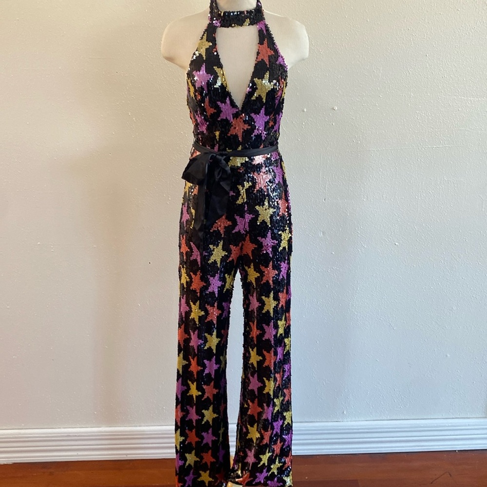 Smak Parlour by Unique Vintage Sequin Star jumpsuit NWT